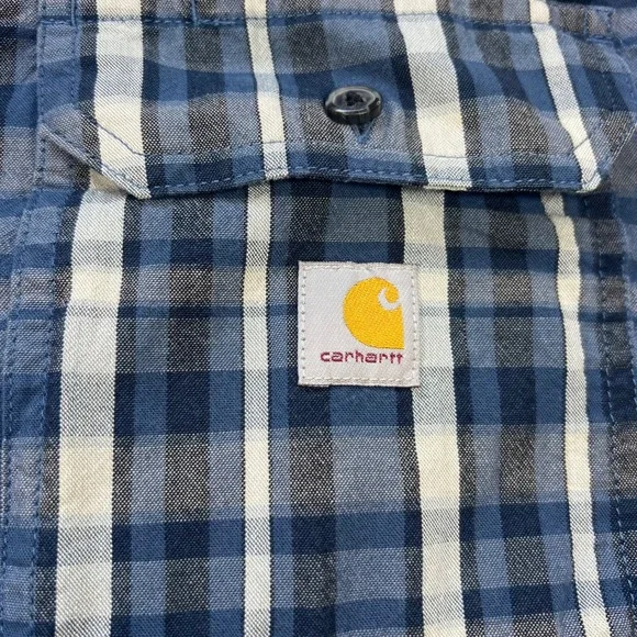 CARHARTT Button Up Shirt Mens Size XL Loose Fit Plaid Short Sleeve Work Utility - Picture 8 of 15